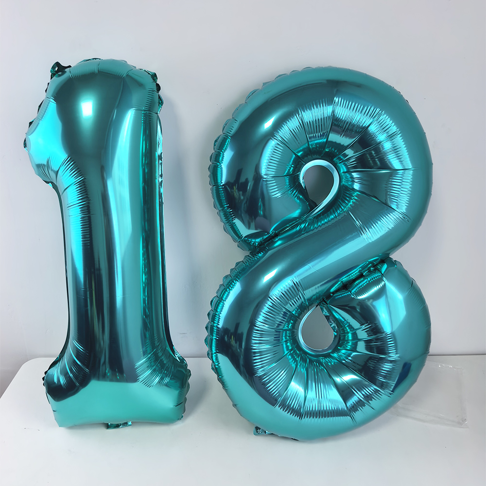 Balloon Pump Hand - 32inch Teal Blue Number 18 Balloon