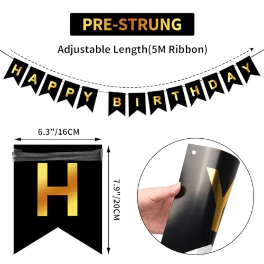 Happy Birthday Banner,Pre-Stru - огляд і ціна Party Banner Gold