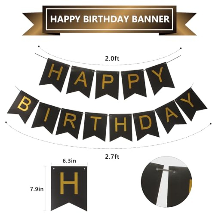 Black and Gold Striped Banner  - огляд і ціна Party Banner Gold