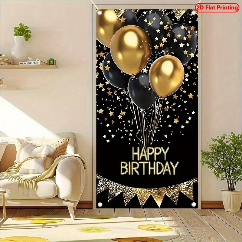 2D Door Banner, 1 Elegant Blac - огляд і ціна Party Banner Gold